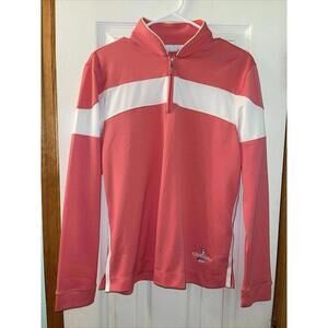 Callaway Golf Quarter Zip Pullover - Coral & White - Size L
